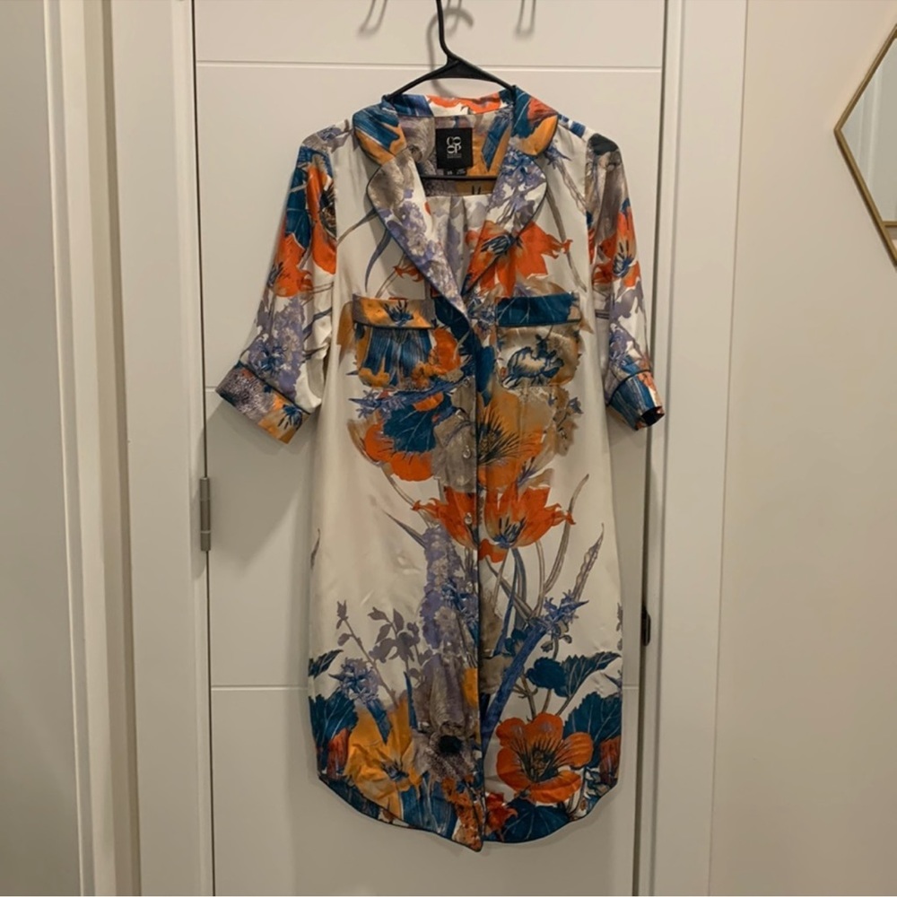 Coop Barney’s New York Silk Floral Shirt Dress